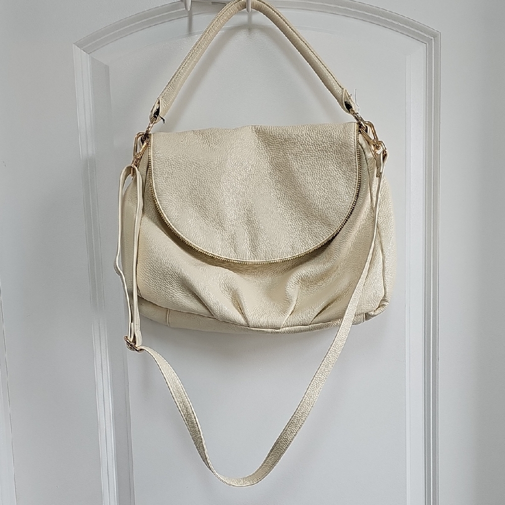 Onna Ehrlich Cream Shoulder Bag with Gold Hardware